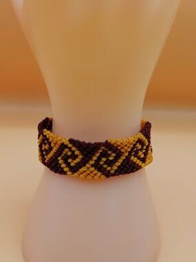 Hand-woven Macrame Bracelet with Greek Labyrinth Design